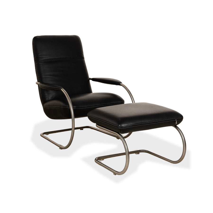 Koinor Jacy Leather Armchair Black incl. Stool Cantilever