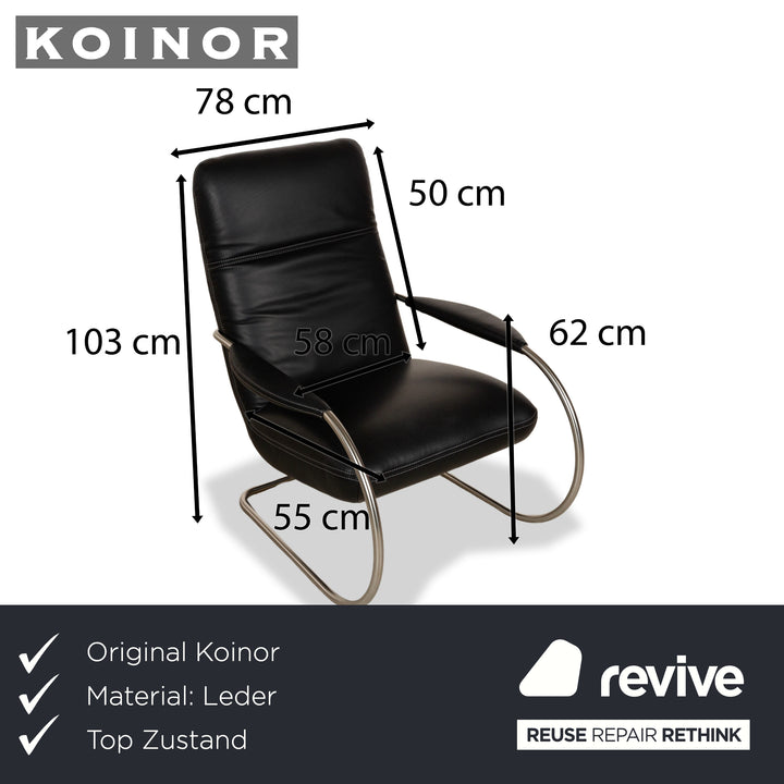 Koinor Jacy Leather Armchair Black incl. Stool Cantilever