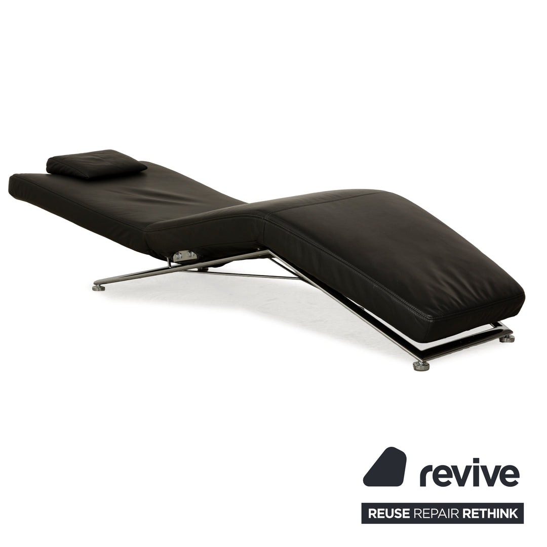 Koinor Jeremiah Chaise Longue en Cuir Noir Fonction Manuelle