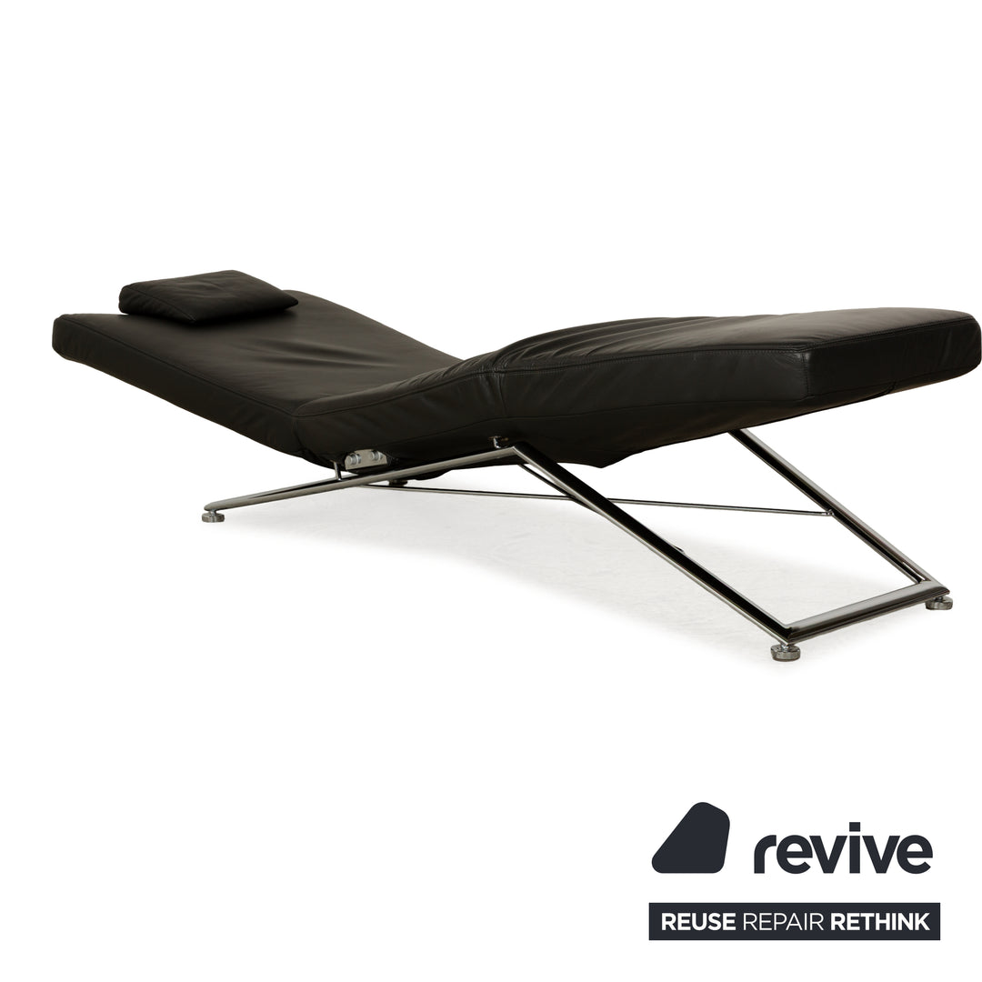 Koinor Jeremiah Chaise Longue en Cuir Noir Fonction Manuelle