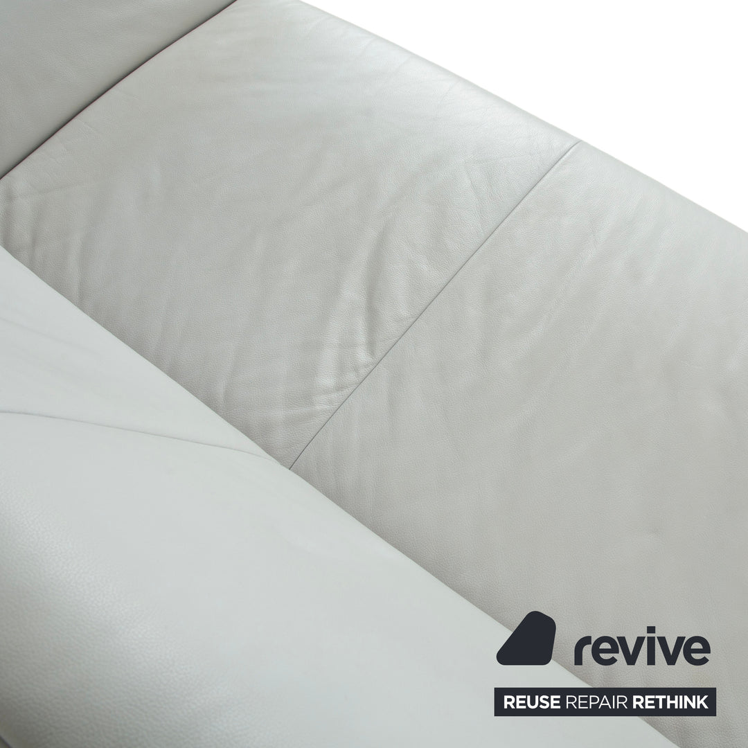 Koinor Rossini Leder Zweisitzer Eisblau Beige Grau manuelle Funktion Sofa Couch