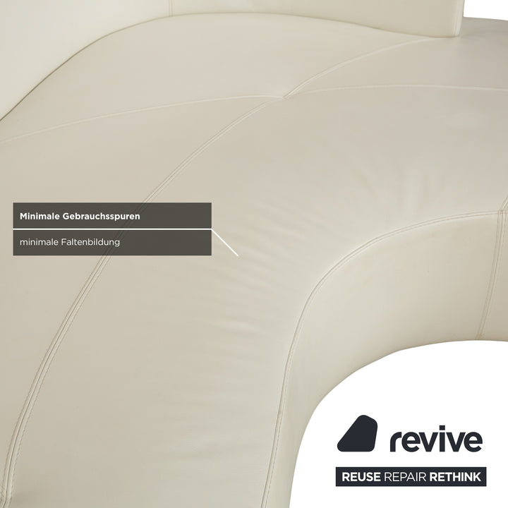La Nuova Casa Leder Ecksofa Weiß Creme Sofa Couch