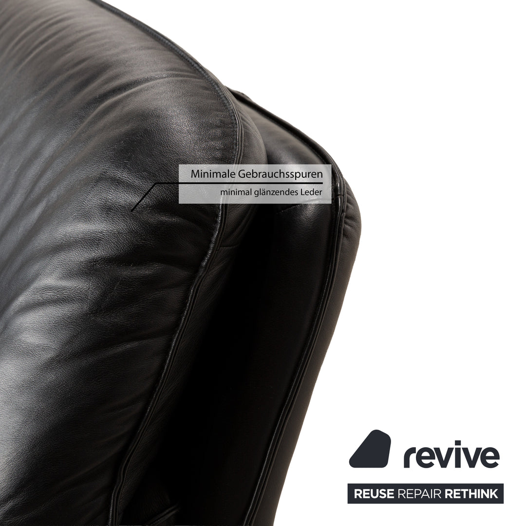 Laauser Atlanta Leder Sofa Schwarz Zweisitzer Couch