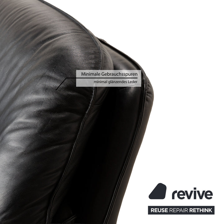 Laauser Atlanta Leder Sofa Schwarz Zweisitzer Couch