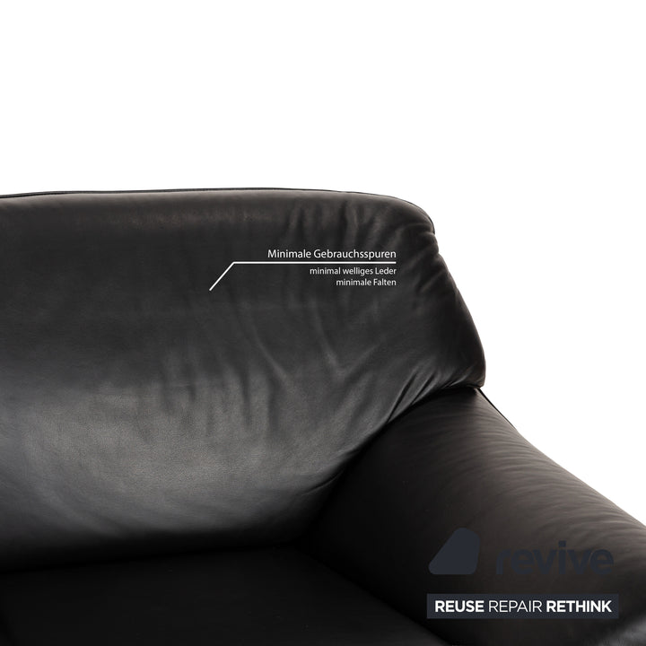 Laauser Atlanta Leder Sofa Schwarz Zweisitzer Couch