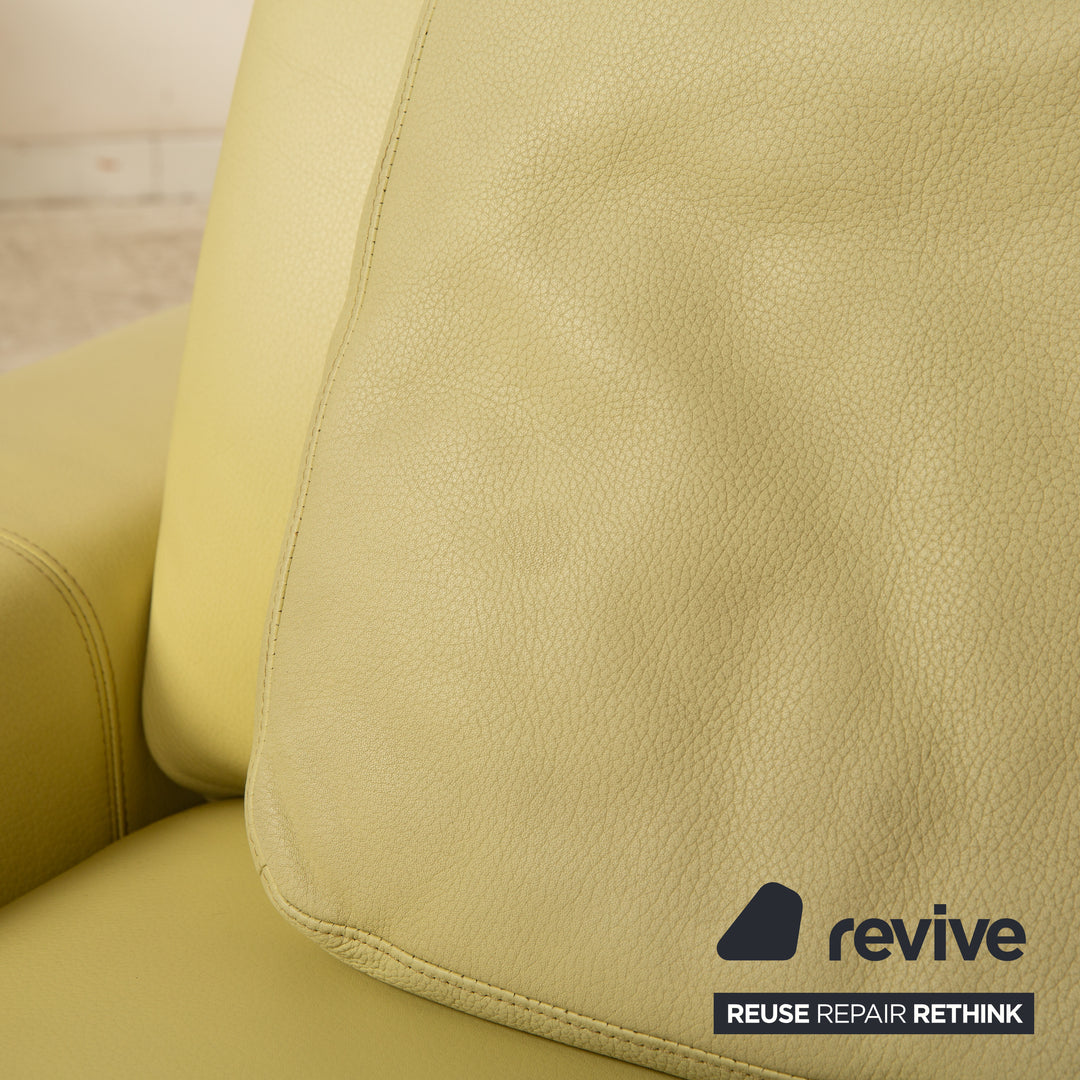 Laauser cuir trois places vert vert jaune canapé canapé fonction de relaxation manuelle