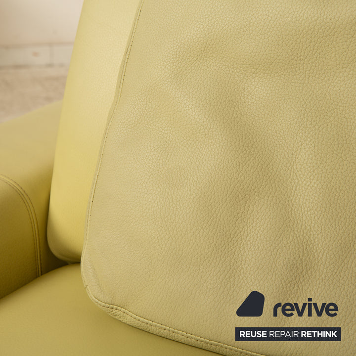 Laauser cuir trois places vert vert jaune canapé canapé fonction de relaxation manuelle