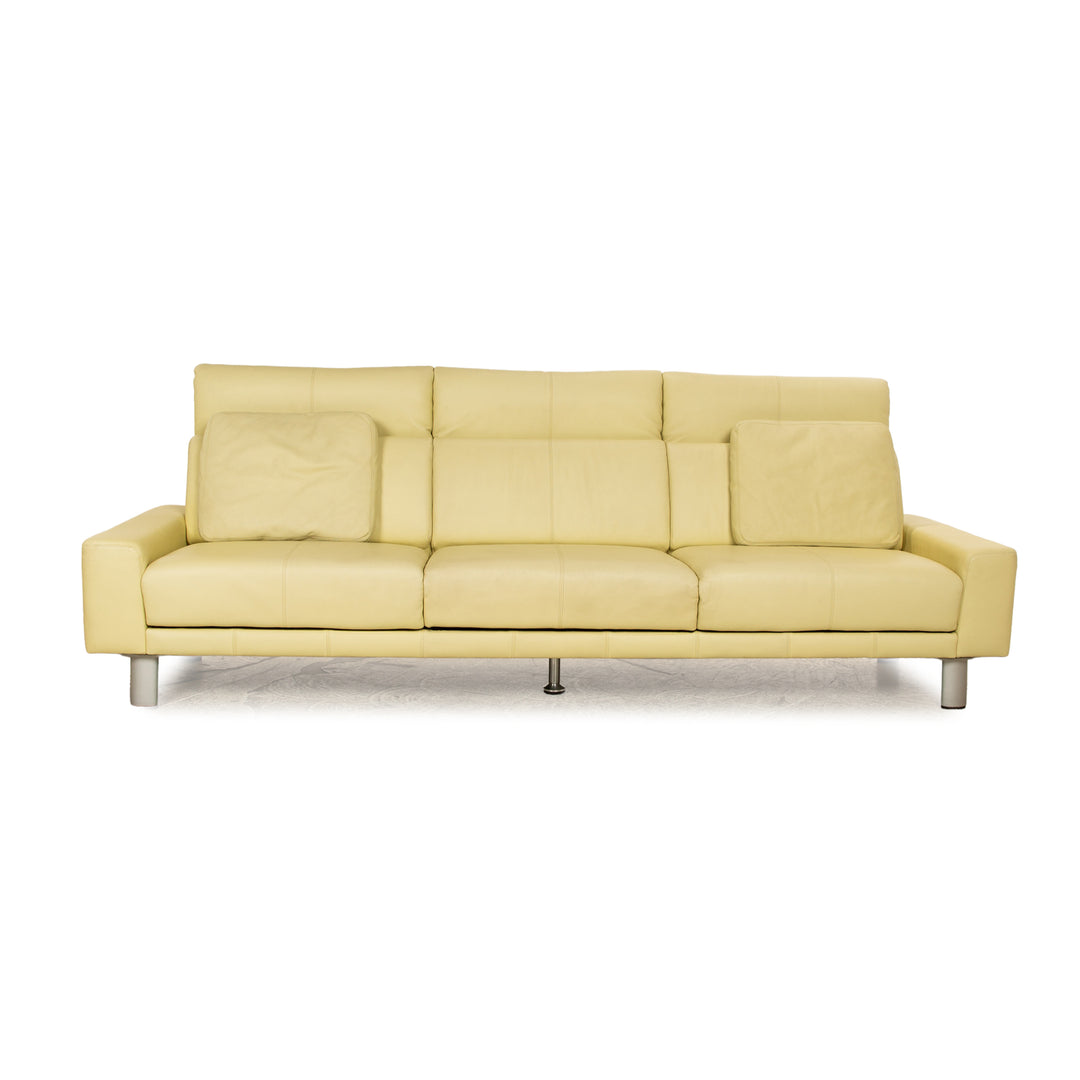 Laauser cuir trois places vert vert jaune canapé canapé fonction de relaxation manuelle