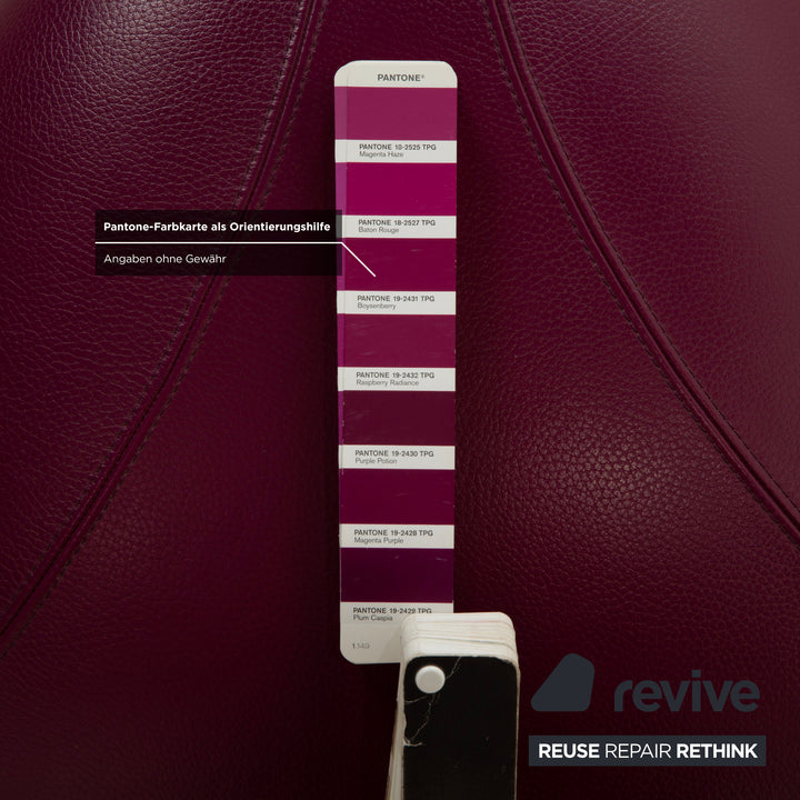 Leolux Pallone Leder Hocker Rot Lila Violett Space Age