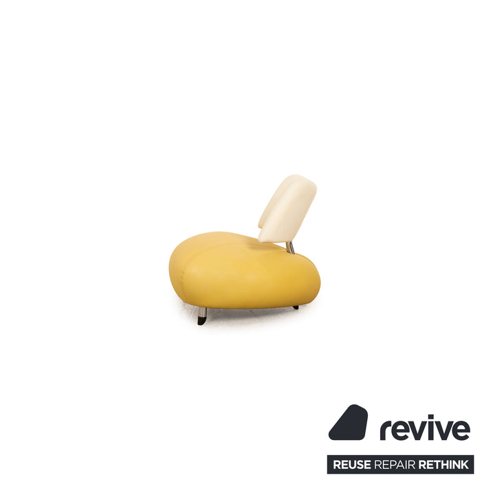 Leolux Pallone Leder Sessel Gelb Grün Creme