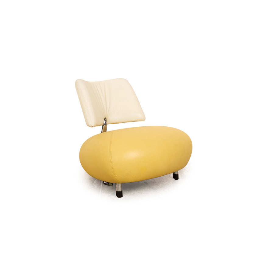 Leolux Pallone Leder Sessel Gelb Grün Creme