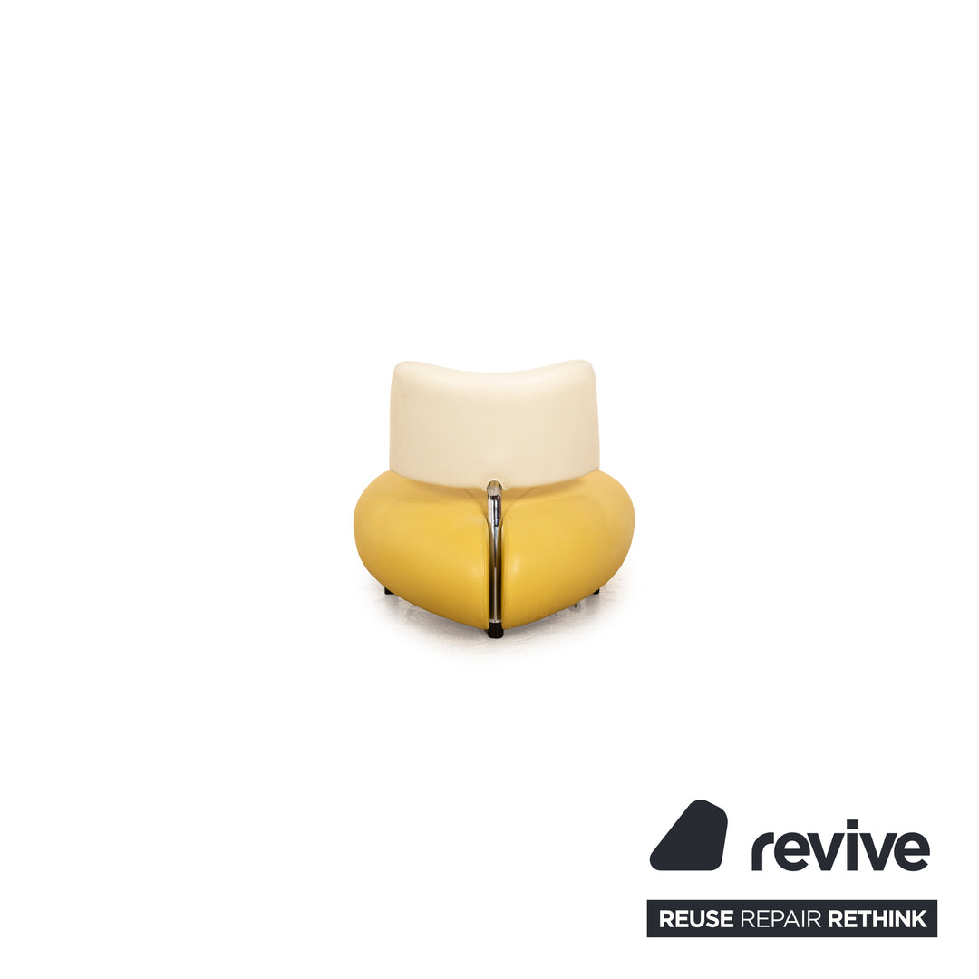 Leolux Pallone Leder Sessel Gelb Grün Creme