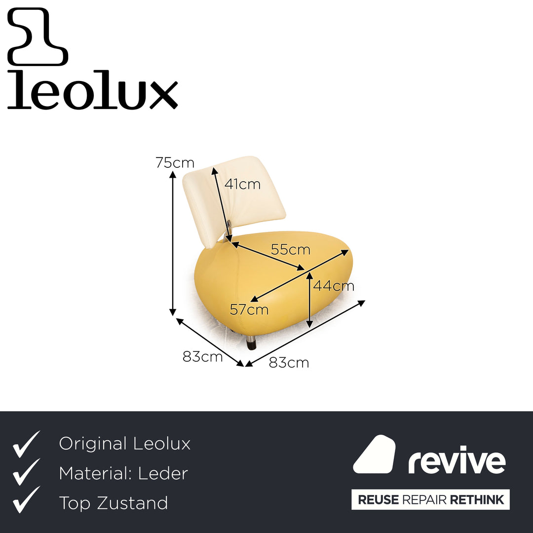Leolux Pallone Leder Sessel Gelb Grün Creme