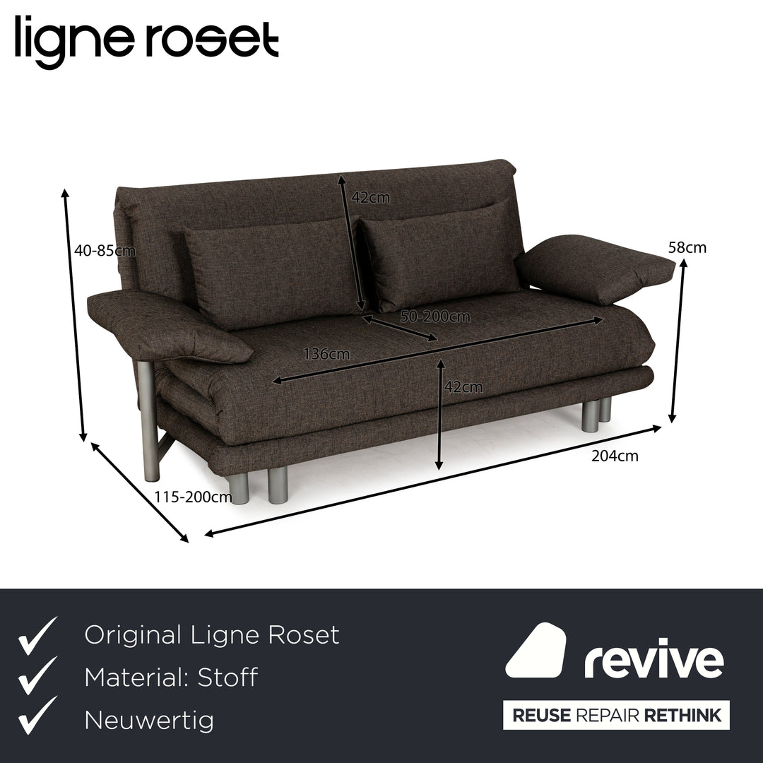Ligne Roset Multy Stoff Dreisitzer Braun Grau Schlaffunktion