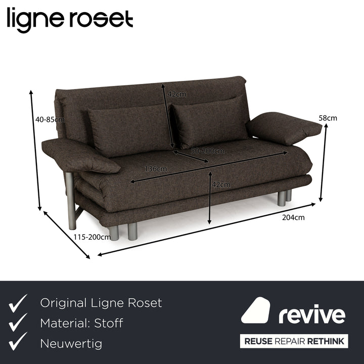 Ligne Roset Multy Stoff Dreisitzer Braun Grau Schlaffunktion