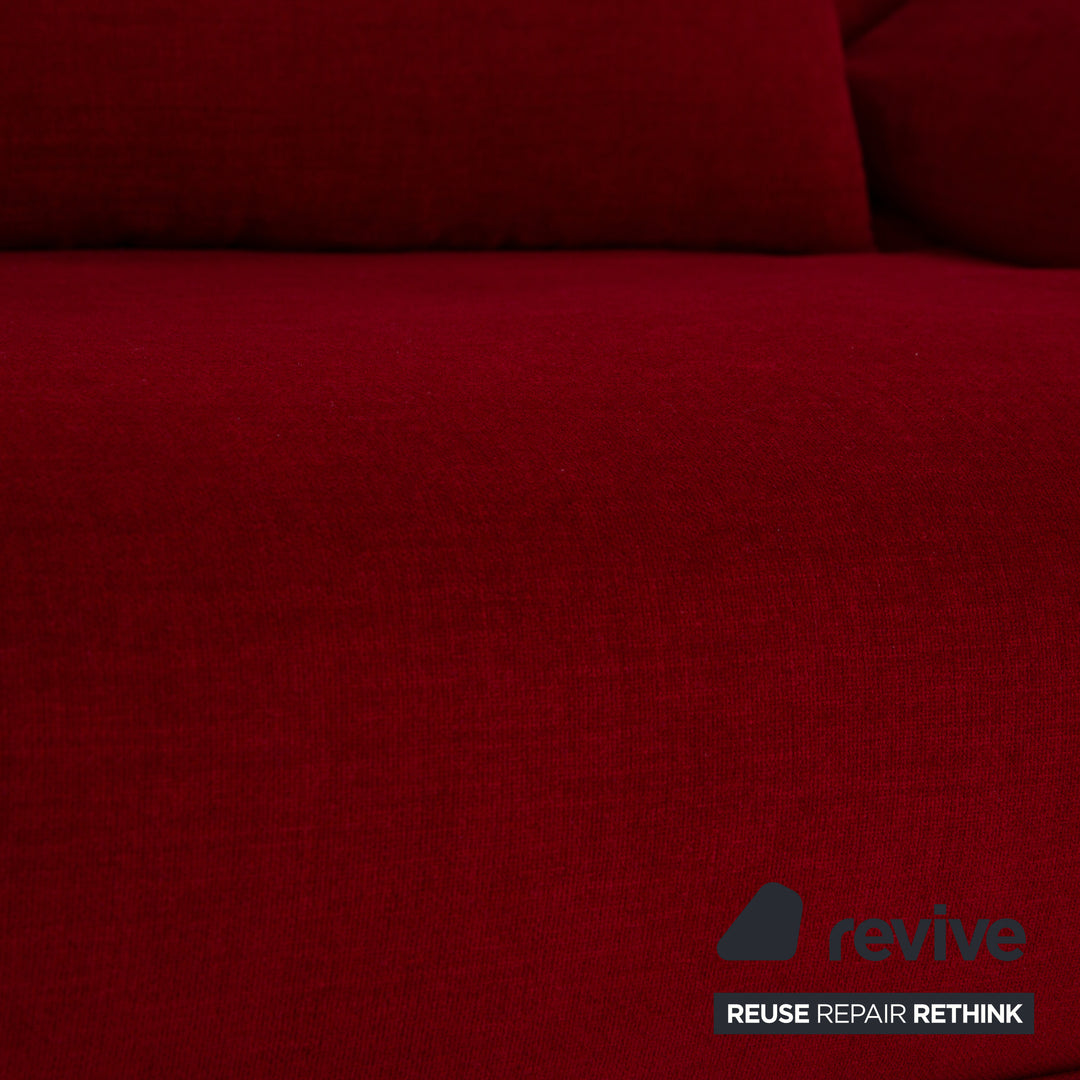 Ligne Roset Multy Stoff Dreisitzer Dunkelrot Schlaffunktion inkl. Armlehnen Neubezug