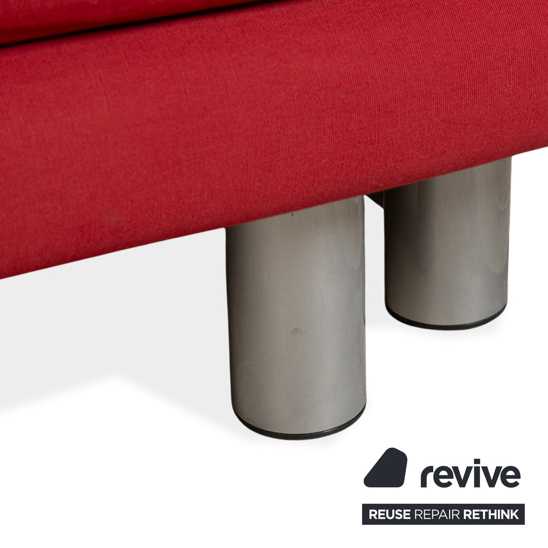 Ligne Roset Multy Fabric Three-Seater Red Manual Sleeper Sofa Couch