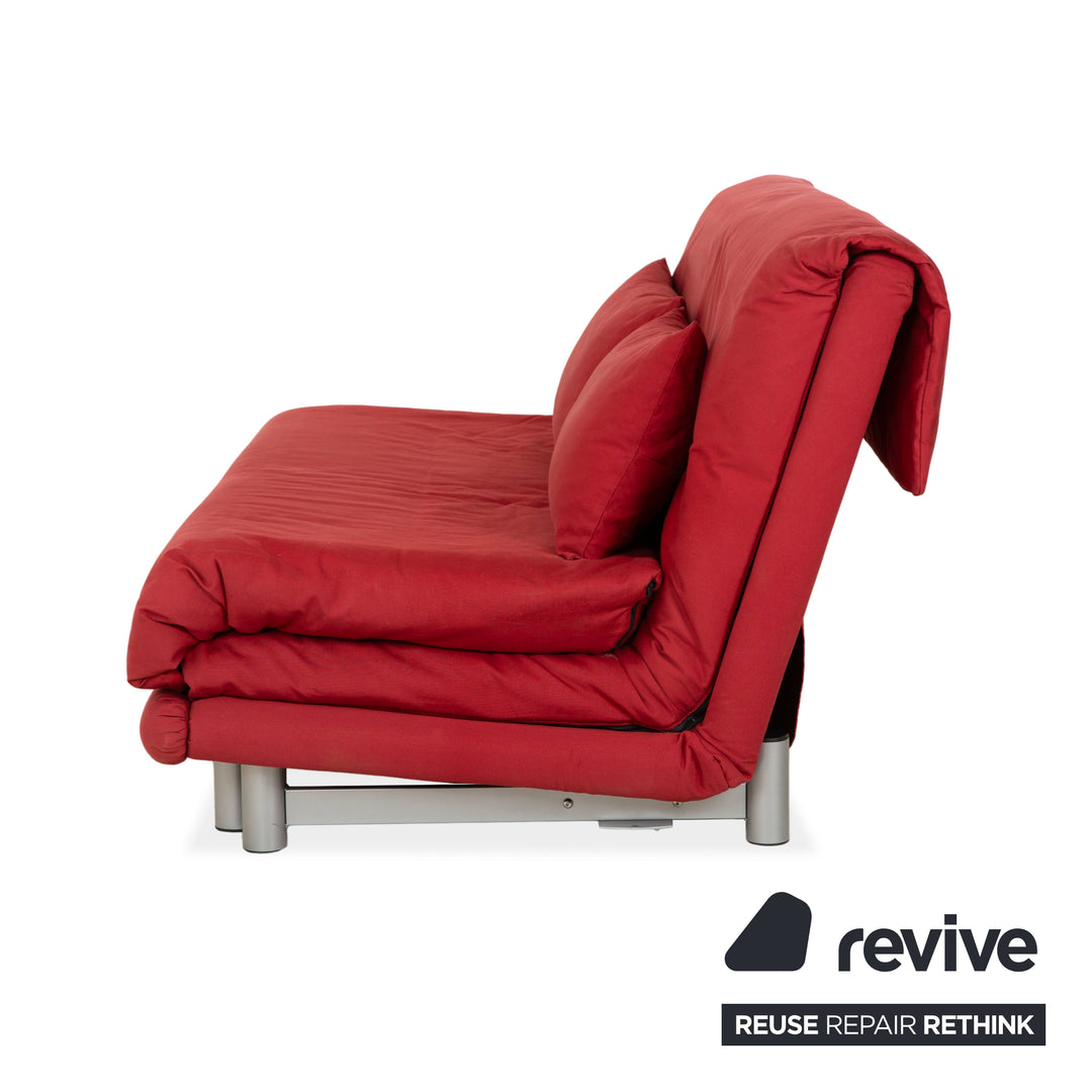 Ligne Roset Multy Fabric Three-Seater Red Manual Sleeper Sofa Couch