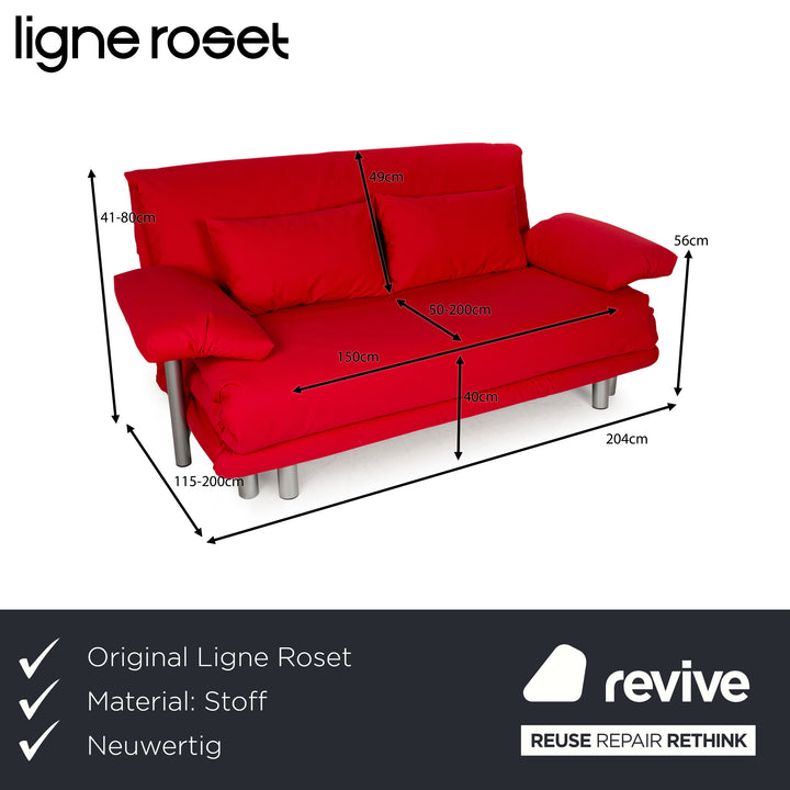 Ligne Roset Multy Stoff Dreisitzer Rot Schlaffunktion Neubezug