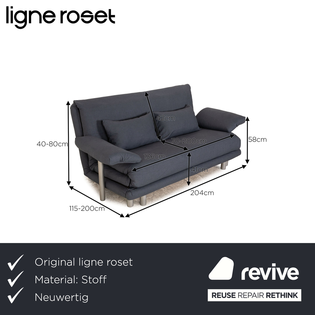 Ligne Roset Canapé-lit 3 places en tissu Multy bleu avec accoudoirs canapé fonction couchage nouvelle housse