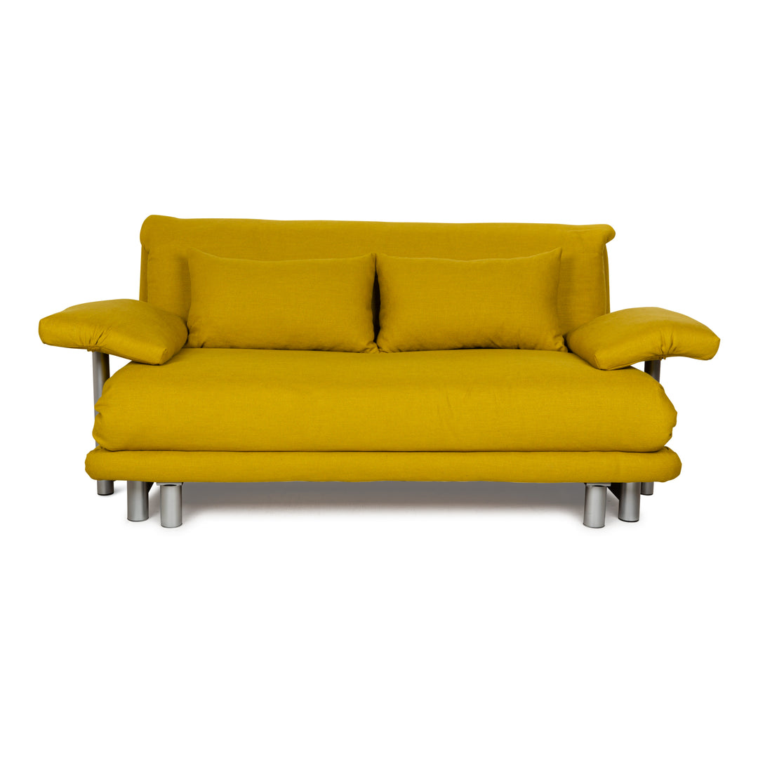 Ligne Roset Multy Stoff Dreisitzer Schlafsofa Gelb inkl. Armlehnen Couch Sofa Schlaffunktion Neubezug