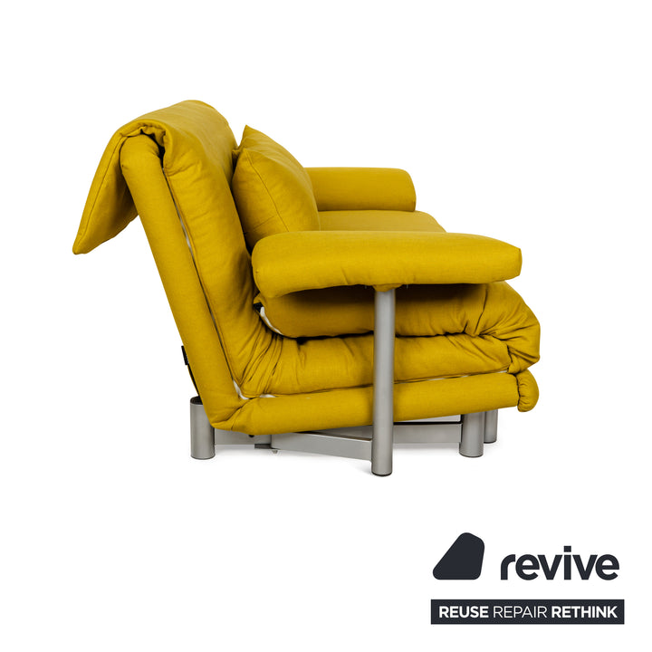 Ligne Roset Multy Stoff Dreisitzer Schlafsofa Gelb inkl. Armlehnen Couch Sofa Schlaffunktion Neubezug