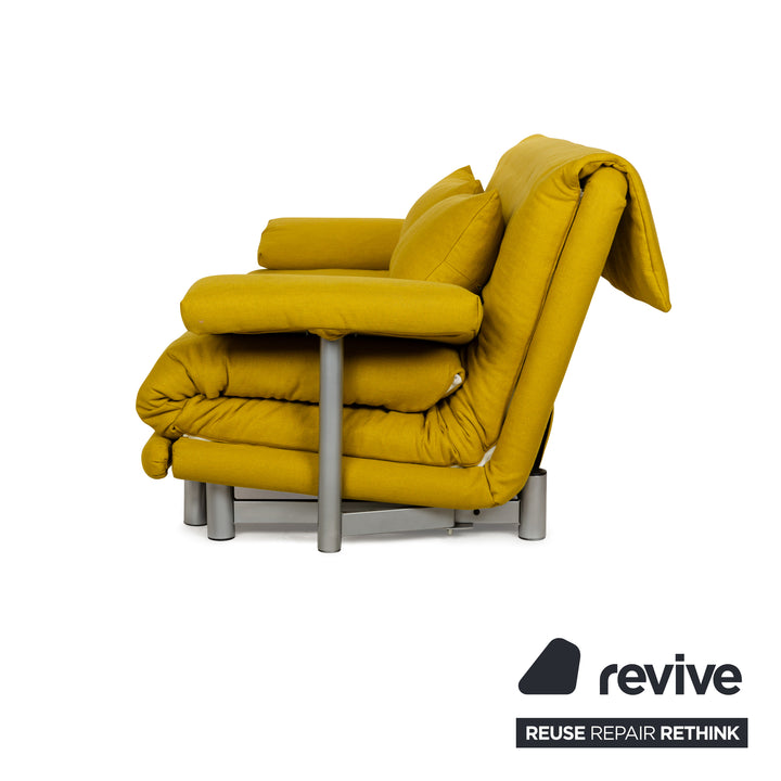 Ligne Roset Multy Stoff Dreisitzer Schlafsofa Gelb inkl. Armlehnen Couch Sofa Schlaffunktion Neubezug