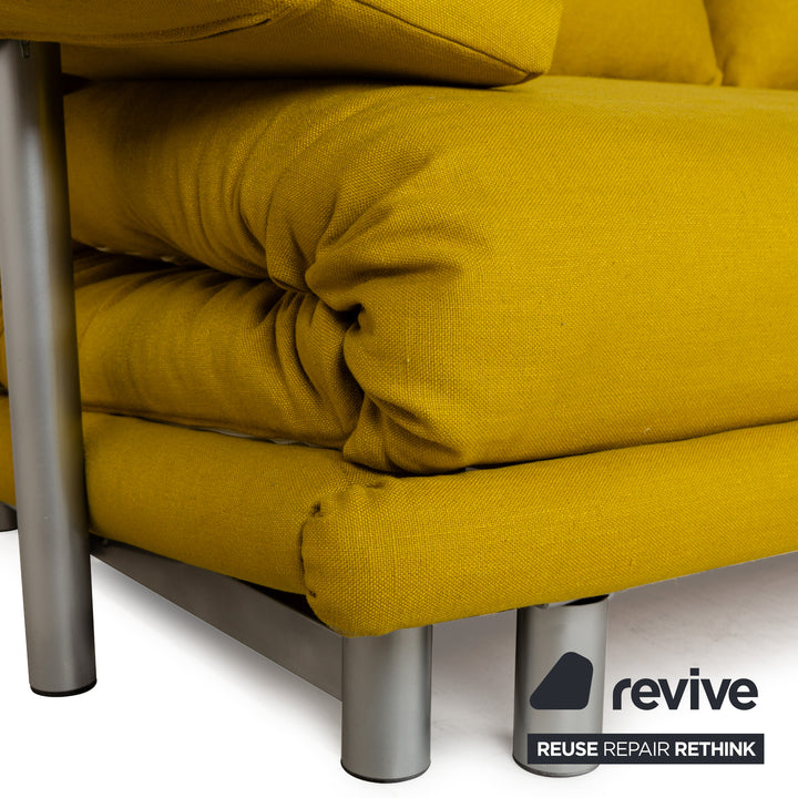 Ligne Roset Multy Stoff Dreisitzer Schlafsofa Gelb inkl. Armlehnen Couch Sofa Schlaffunktion Neubezug