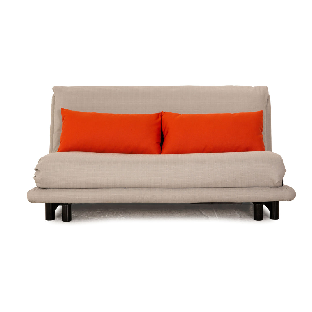 ligne roset Canapé-lit Multy en tissu trois places gris orange cadre de canapé noir housse neuve