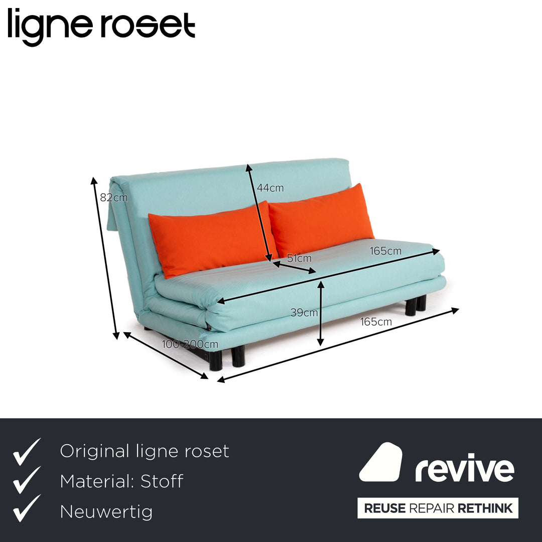 ligne roset Canapé en tissu Multy bleu fonction couchage 3 places housse neuve