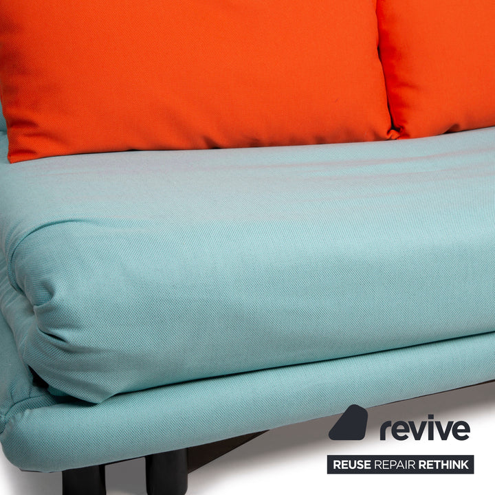 ligne roset Canapé en tissu Multy bleu fonction couchage 3 places housse neuve