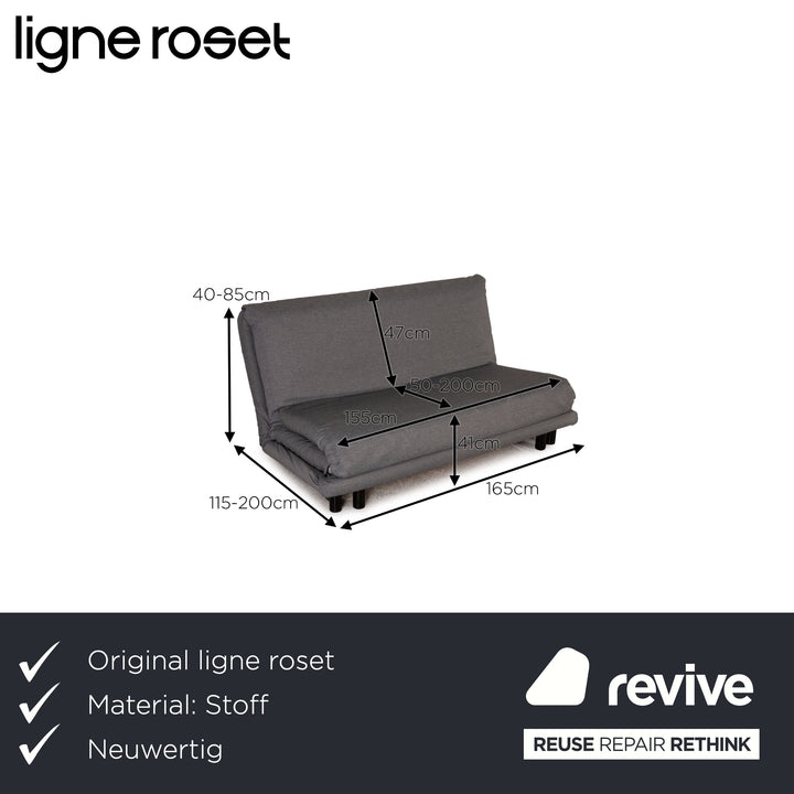 Ligne Roset Canapé En Tissu Multy Gris 3 Places Fonction Canapé Fonction Sommeil Nouvelle Housse