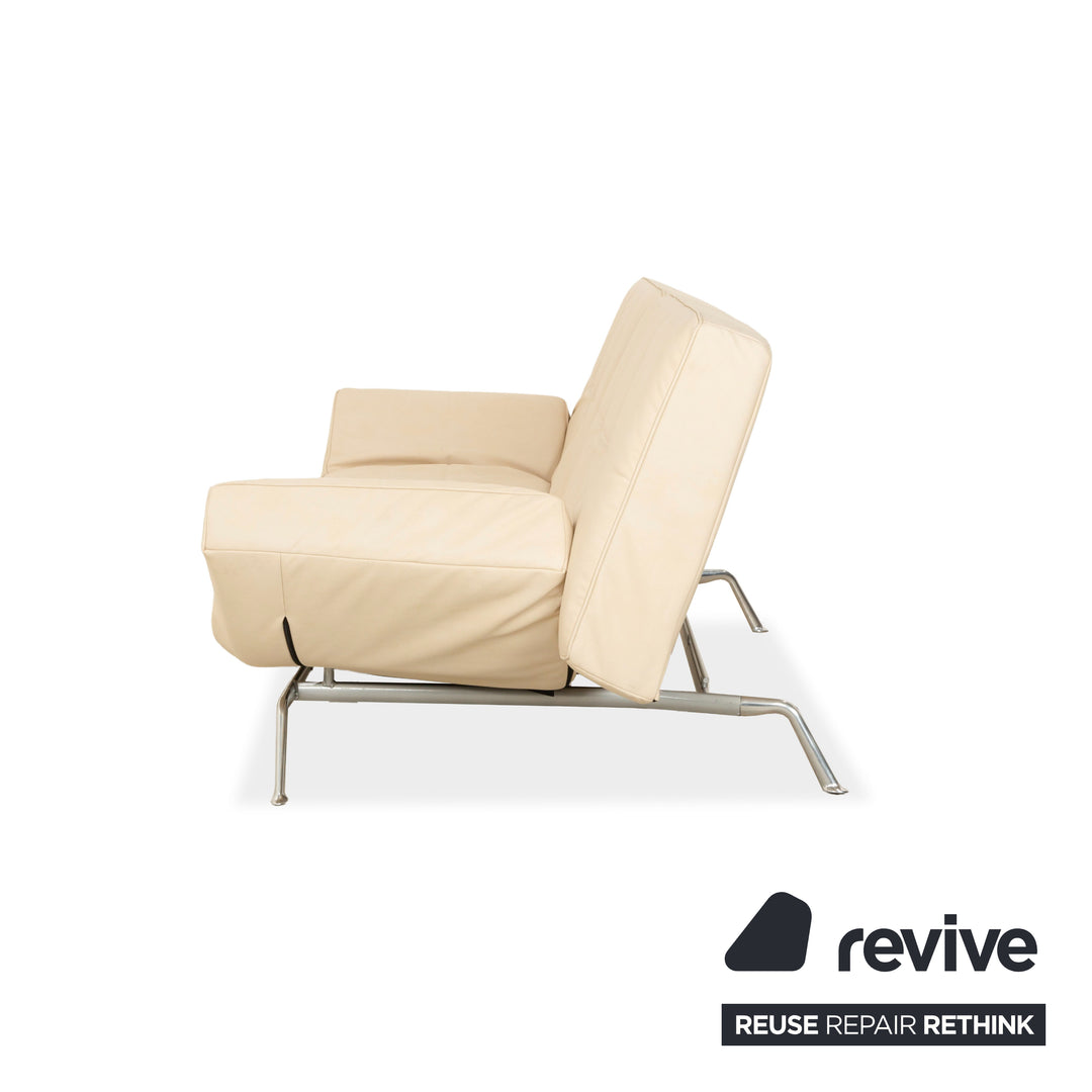 Canapé 3 places Ligne Roset Smala en cuir textile beige crème à fonction manuelle, housse neuve