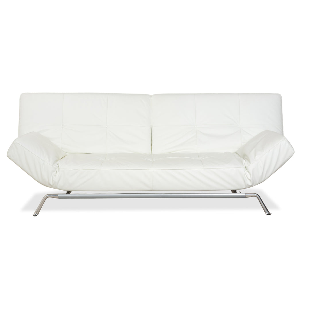 Ligne Roset Smala Leder Zweisitzer Weiß Creme manuelle Funktion Sofa Couch