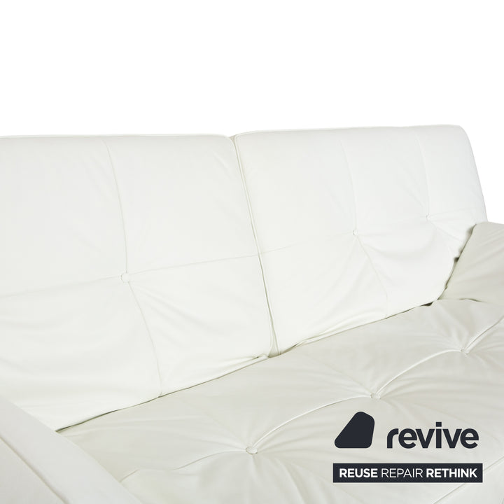 Ligne Roset Smala Leder Zweisitzer Weiß Creme manuelle Funktion Sofa Couch