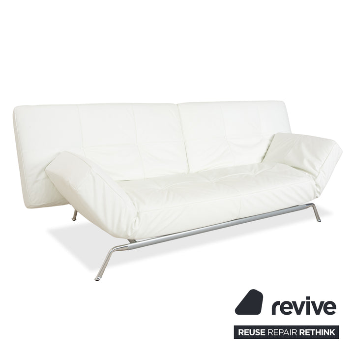 Ligne Roset Smala Leder Zweisitzer Weiß Creme manuelle Funktion Sofa Couch