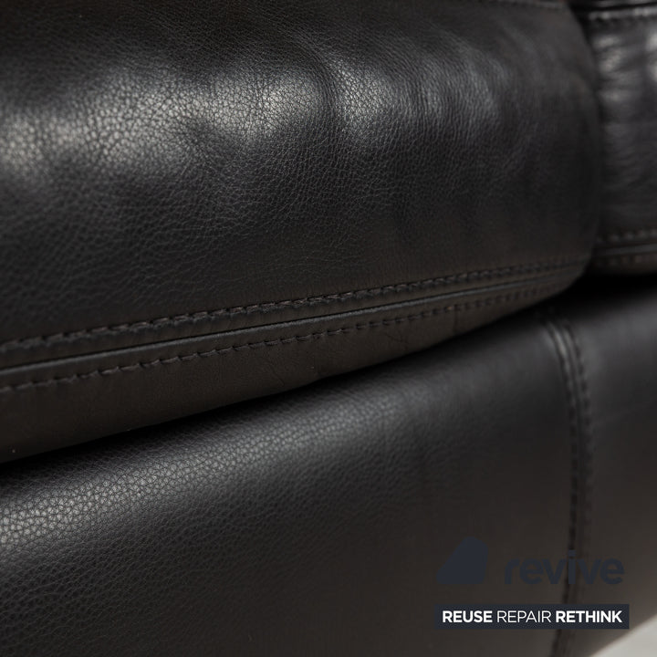 Machalke Diego Leather Corner Sofa Set Black Récamiere Right Sofa Couch Stool