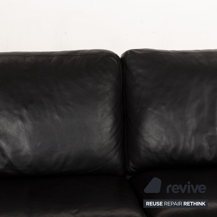 Machalke Diego Leather Corner Sofa Set Black Récamiere Right Sofa Couch Stool