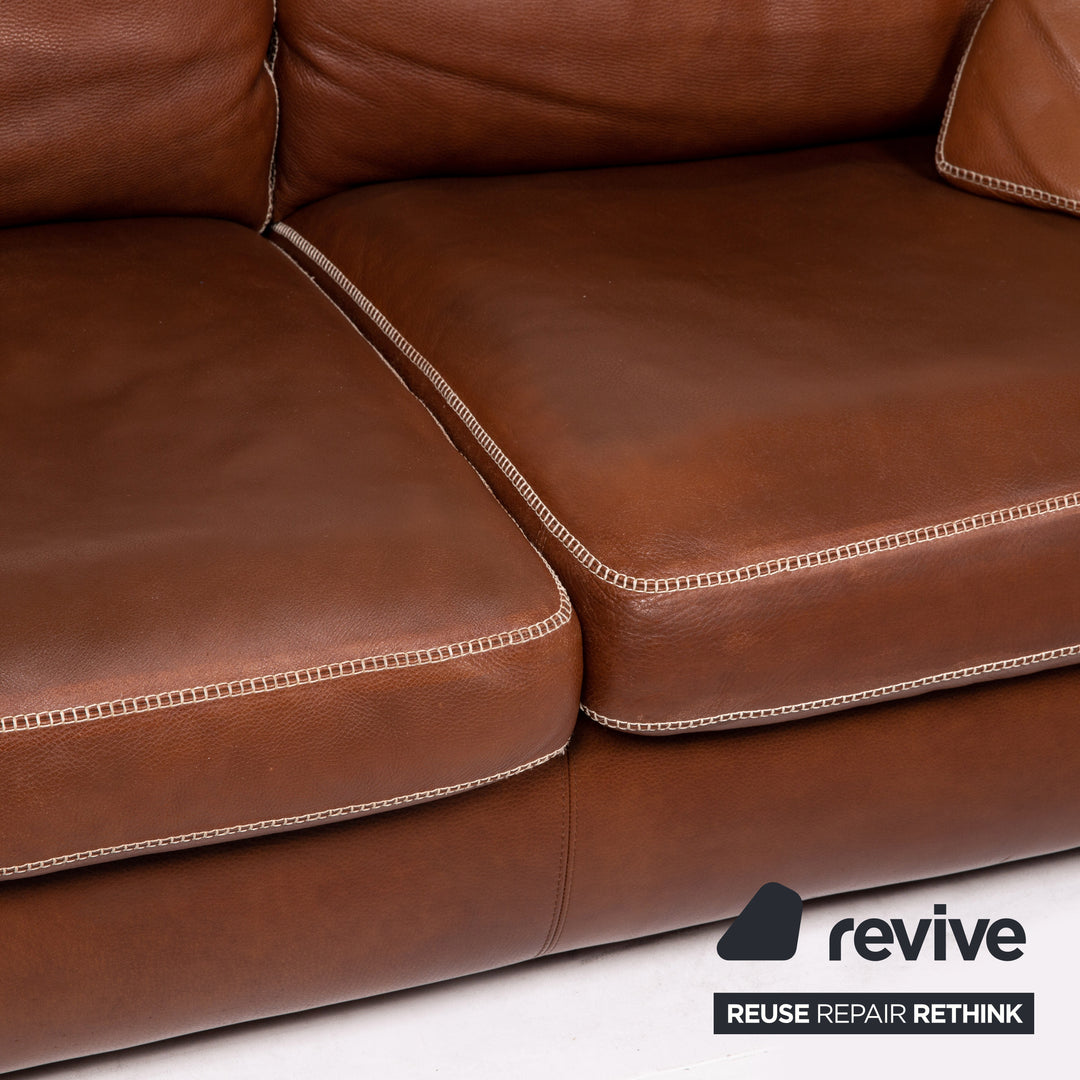 Machalke Valentino Leder Sofa Braun Dreisitzer Couch