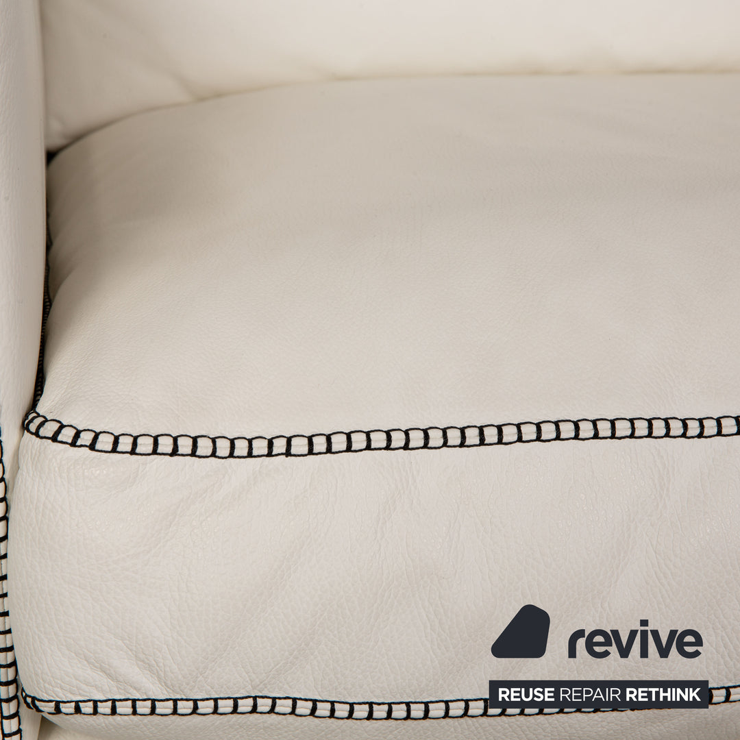 Machalke Valentino Leather Two Seater Cream Sofa Couch