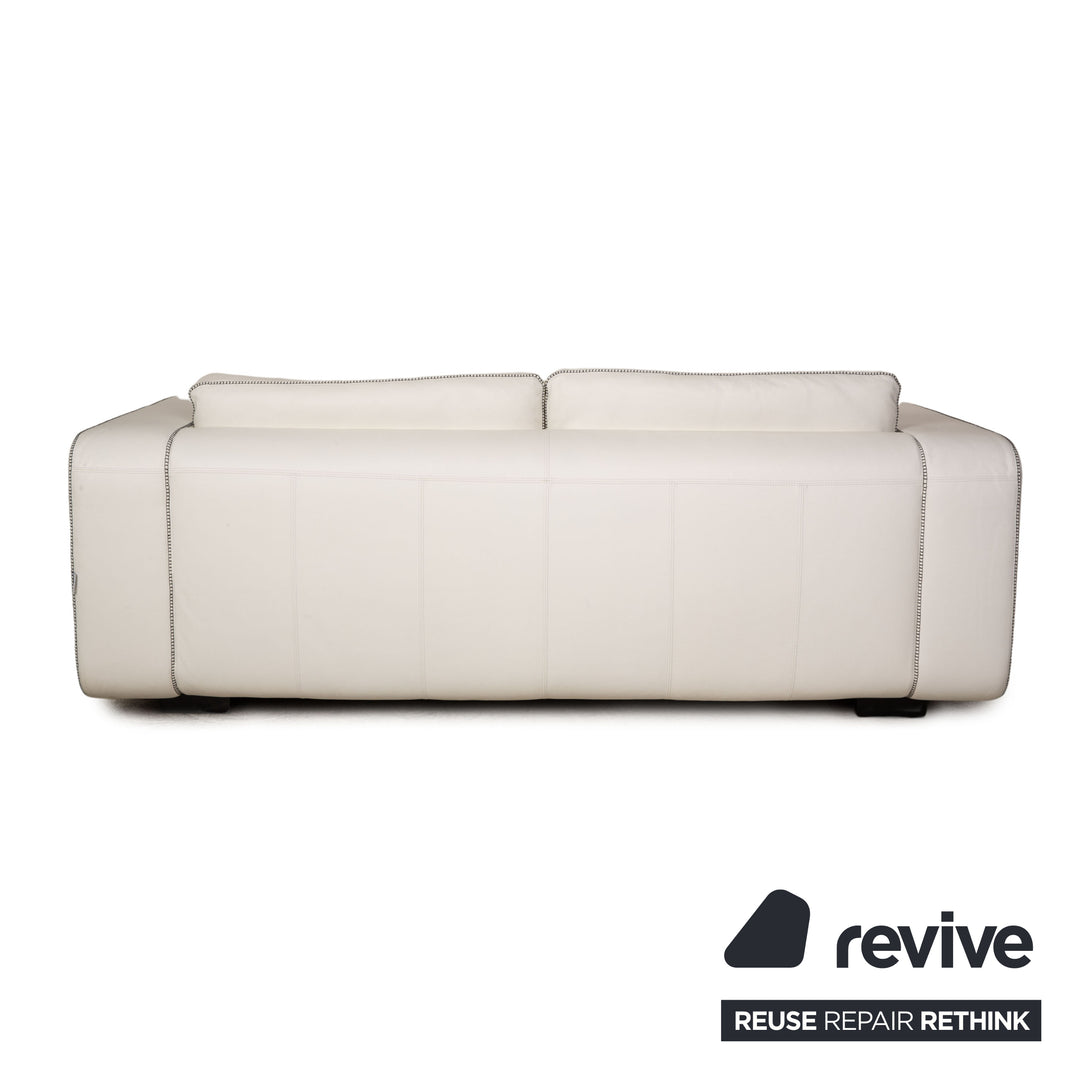 Machalke Valentino Leather Two Seater Cream Sofa Couch