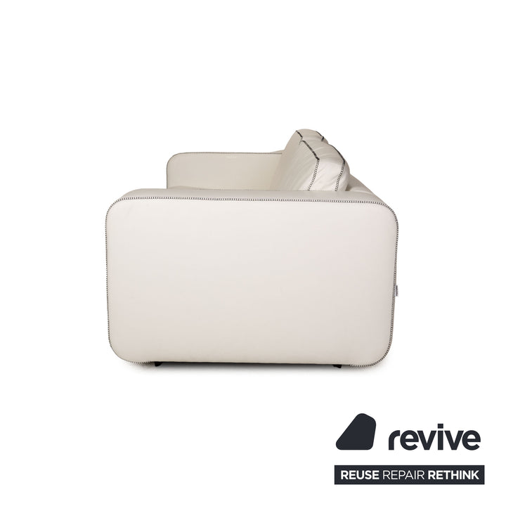 Machalke Valentino Leather Two Seater Cream Sofa Couch