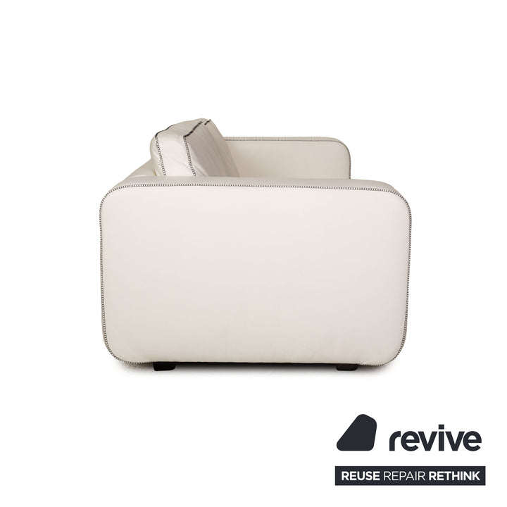Machalke Valentino Leather Two Seater Cream Sofa Couch