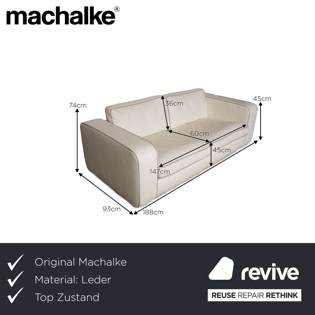 Machalke Valentino Leather Two Seater Cream Sofa Couch