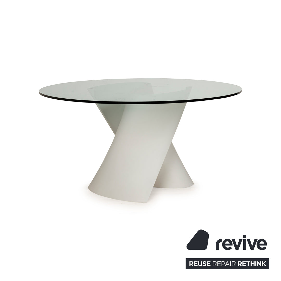 MDF Italia S-Tavle Glass Dining Table White Cream