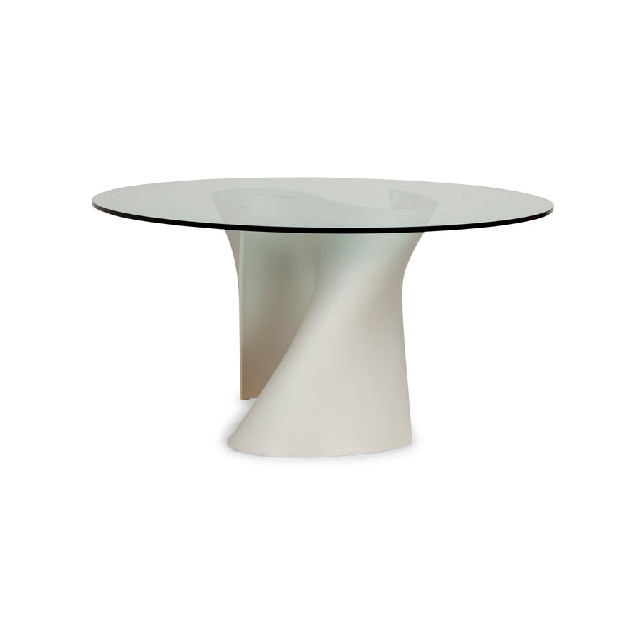 MDF Italia S-Tavle Glass Dining Table White Cream