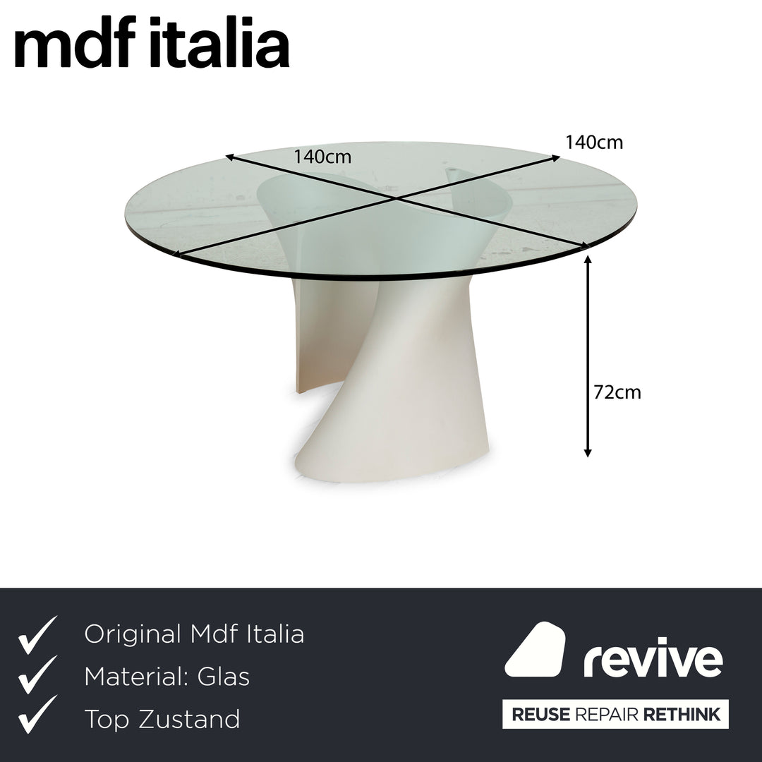 MDF Italia S-Tavle Glass Dining Table White Cream