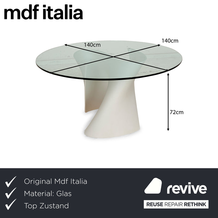 MDF Italia S-Tavle Glass Dining Table White Cream