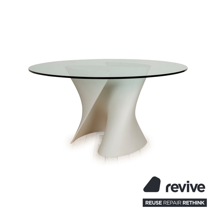 MDF Italia S-Tavle Glass Dining Table White Cream