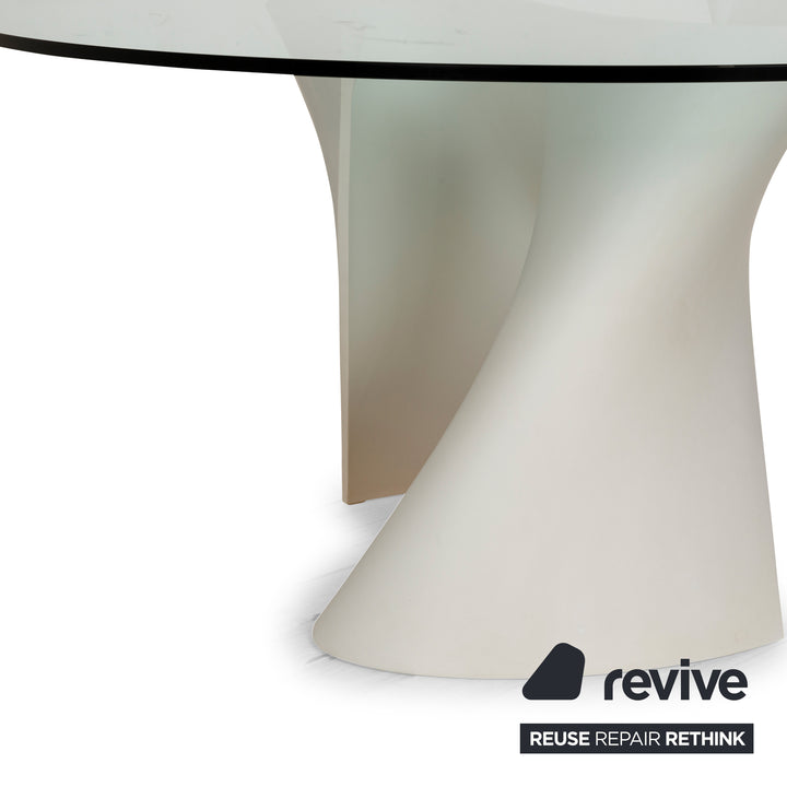 MDF Italia S-Tavle Glass Dining Table White Cream